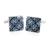 Abotoaduras de camisa francesa para homens, material cobre, trevo esmalte azul, marca de moda, acessórios de vestuário, atacado