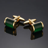 Abotoaduras curvas redondas de zircão para homens, acessórios elegantes, camisa francesa, material verde, atacado