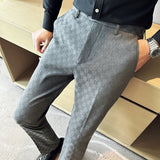 Novos homens casuais xadrez terno calças moda masculina fino ajuste negócios social vestido calças formal casamento festa social calças masculinas