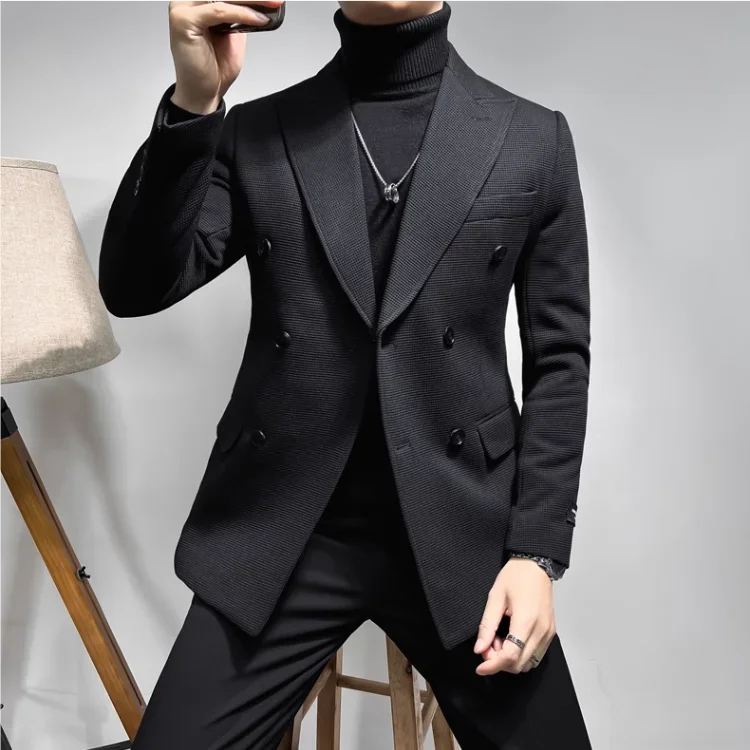 Elegante Blazer Masculino Duplo Breasted de Alta Qualidade