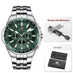 MINI FOCUS Moda Casual Relógio de Quartzo para Homens Relógio de Pulso Multifuncional com Mãos Luminosas Banda de Aço Cronógrafo Calendário Data