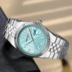 Megir relógio de quartzo estilo simples para homens, relógio de pulso analógico de negócios da moda com pulseira de aço inoxidável, data, mãos luminosas