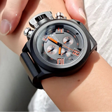 Megir moda masculina pulseira de silicone esporte quartzo relógios de pulso analógico display cronógrafo relógio preto para homem com calendário 2002