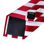 Gravata masculina listrada vermelha e branca, luxuosa, 8.5cm de largura, seda, casamento, bolso, abotoaduras quadradas, conjunto de broche, presente para homens, gravata alta