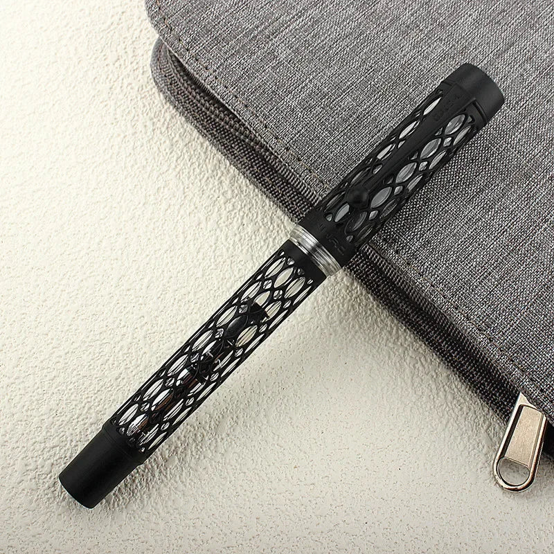 Jinhao 100 Caneta-tinteiro de enchimento a vácuo Transparente Acrílico Esqueleto Oco Esculpido EF/F/M Caneta Presente Escrita