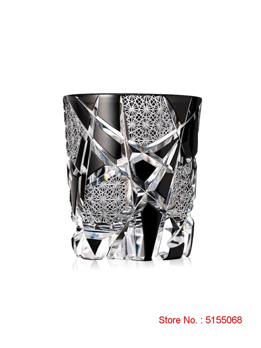 Escultura fina legal preto piscando relâmpago edo kiriko cristal ware copo de vinho qualidade superior copo de uísque cerveja caneca de água presentes do pai