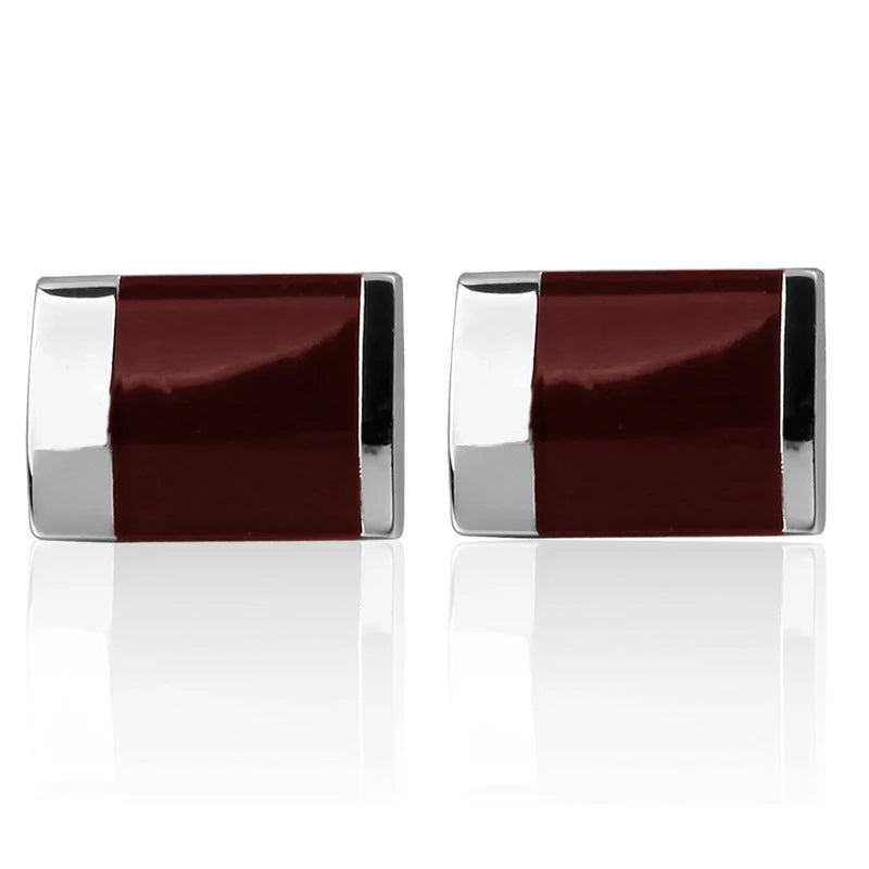 Camisa francesa Abotoaduras Material De Cobre, Abotoaduras Rectangulares Vinho Vermelho Esmalte, Acessórios de Moda, Atacado