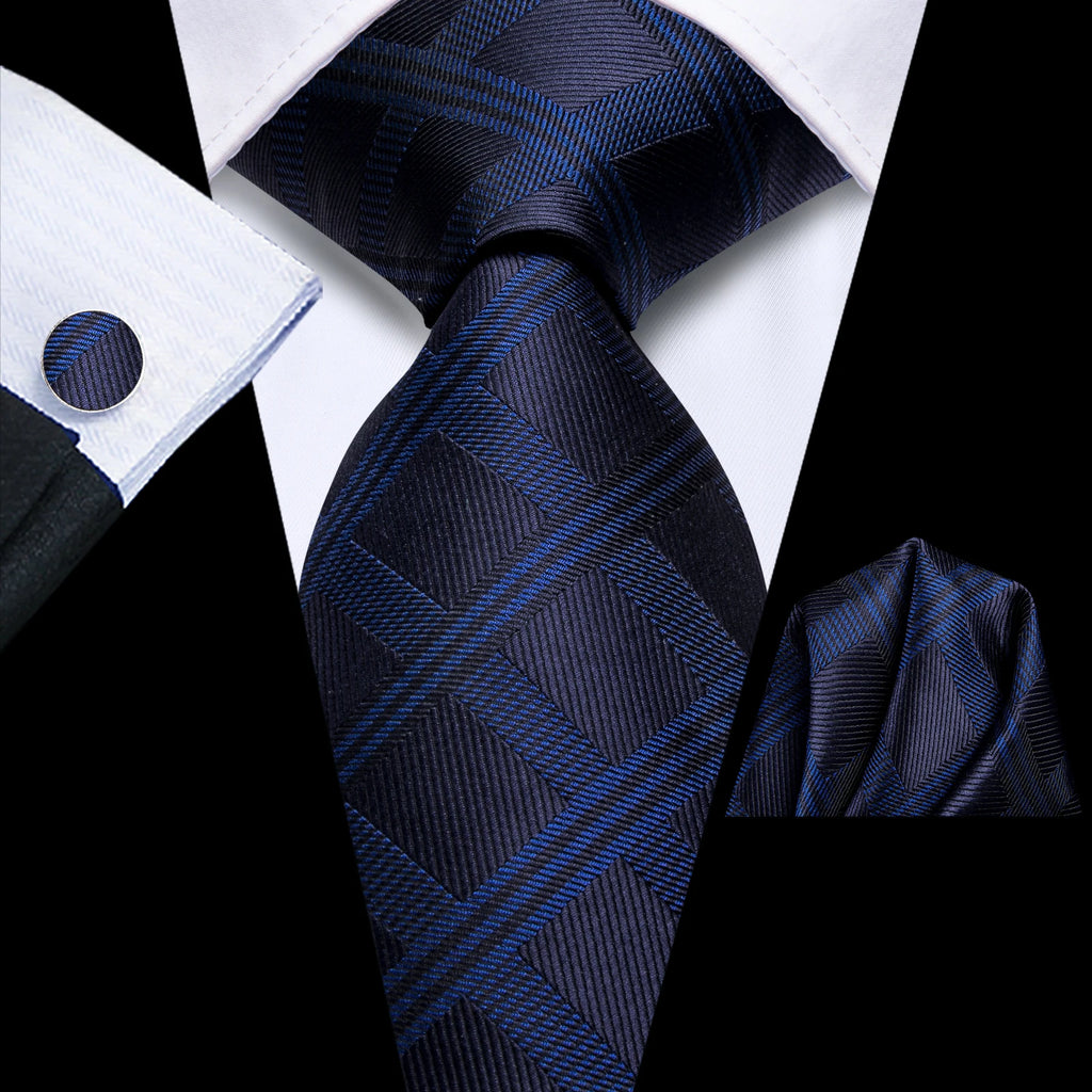 Hi-tie moda 8.5cm preto cinza floral masculino elegante gravata lenço abotoaduras conjunto acessórios de festa de casamento presente para homem gravat
