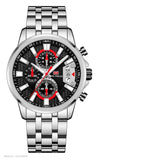 MINI FOCUS Motley Relógios para Homens Moda Esporte Cronógrafo Relógio de Pulso de Quartzo com Data Luminosa Mãos Pulseira de Aço Inoxidável Homem