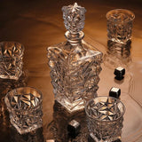 Garrafa De Vinho De Vidro De Cristal + Copos, Vinho Decanter, Uísque, Liqour Pourer, Home Bar, Vodka Beer Bottle Jar, JR, 7Pcs Set