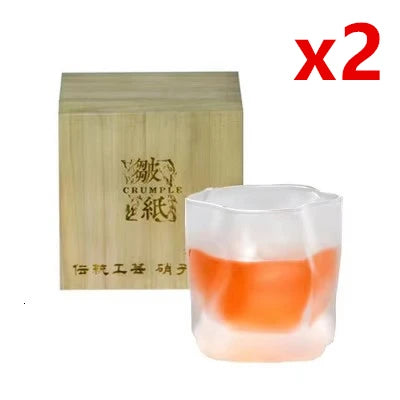 Japonês edo designer amassado papel forma irregular cristal facetado der whiskybecher uísque rocha vidro arte copo de vinho