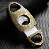 Cortador de charutos, perfurador de charutos de corte duplo de aço inoxidável, cortadores de gravura floral para homens - gravar fumar