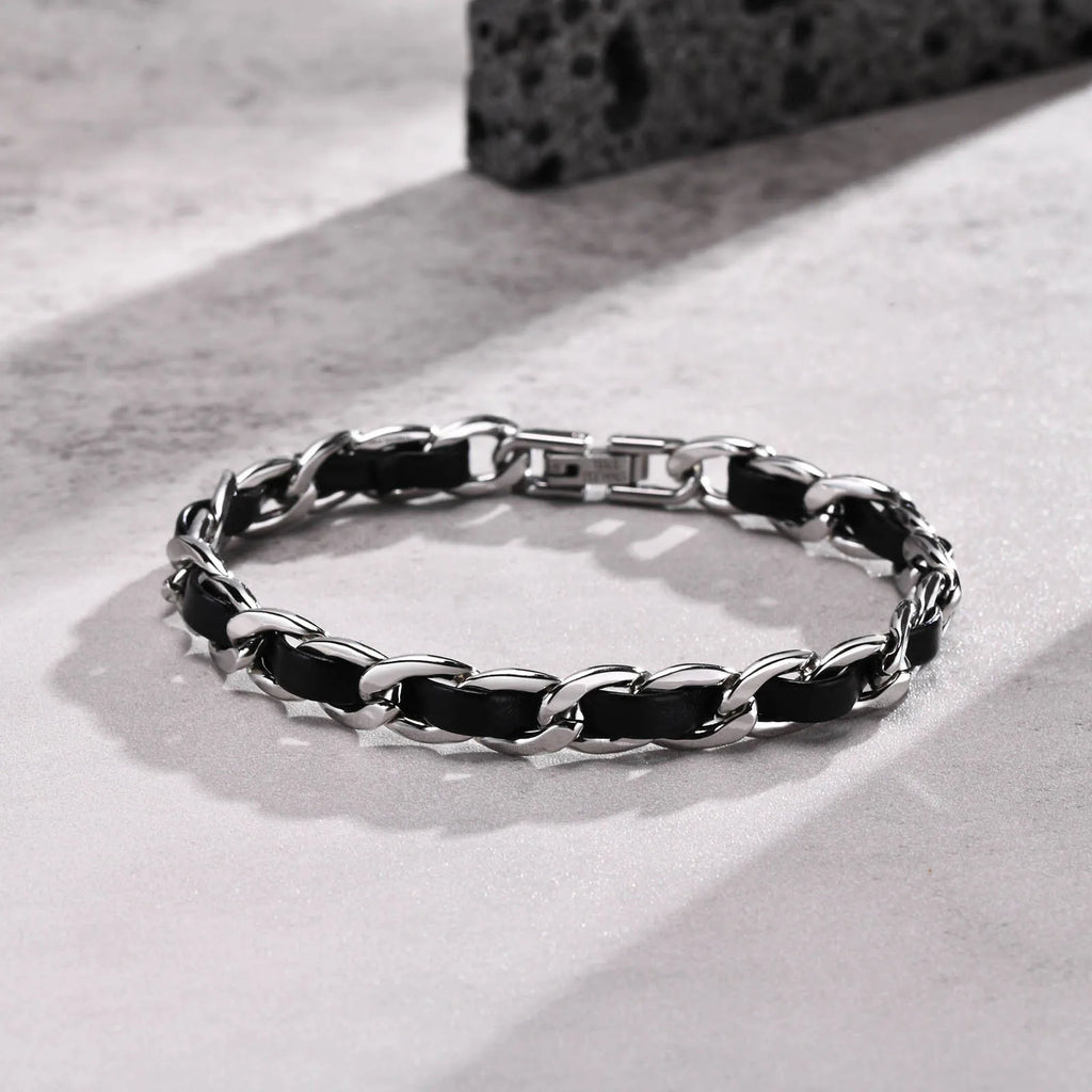 Vnox masculino pulseiras de corrente preta para mulheres, elegante 7.5mm aço inoxidável cubana link corrente pulseira presente jóias