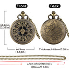 Relógio de Bolso Quartzo Fob, Bronze, Cartões Retro Poker, Design da Caveira, Visor Fantasma, Steampunk, Relógio Vintage, 80cm, 38cm Corrente