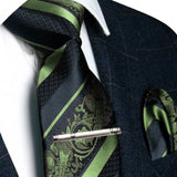 Clássico masculino floral gravata 8cm conjunto de gravata de seda bolso quadrado gravata clipe ternos de negócios acessórios noivo casamento cravat