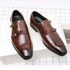 Sapato de couro de salto baixo apontado masculino, marca clássica, versátil, escritório, negócios, casual, formal, grande, tamanho 38-48