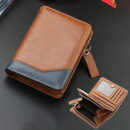 2024 nova carteira curta de couro do plutônio dos homens com zíper bolso moeda vintage grande capacidade masculino curto dinheiro bolsa titular do cartão