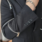 2024 outono novo zíper decoração blazer masculino casual fino ajuste vestido de negócios casacos homme formal baile de formatura smoking roupas masculinas