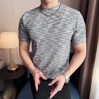 Camiseta camuflada masculina verão meia gola alta ajuste fino manga curta moda versátil camisetas casuais topos roupas masculinas