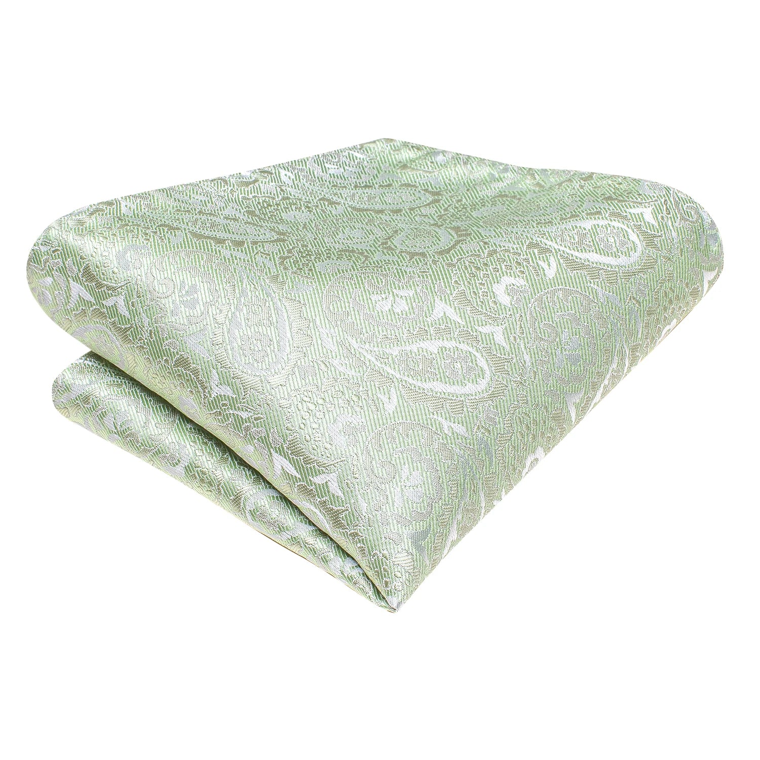 Hi-tie caixa de presente de luxo luz verde paisley jacquard padrão macio lenço masculino abotoaduras conjunto casamento alta qualidade