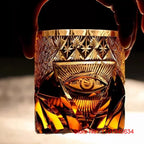 Olho de deus edo kiriko copo de vinho corte à mão âmbar cristal copo de uísque símbolo de energia high end brandy snifter rock vidro para chefe