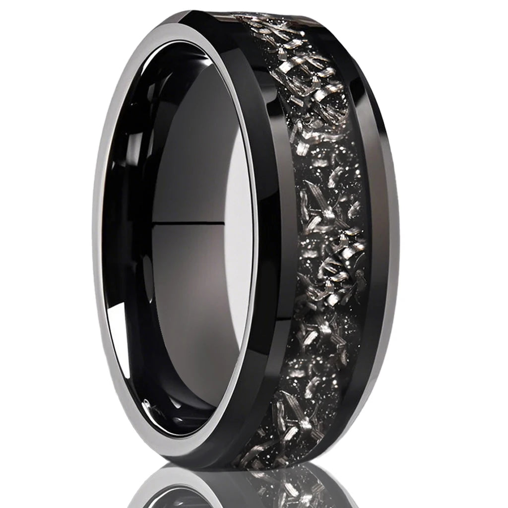Anel de carboneto de tungstênio para homem anillos bague homme pareja de compromiso moda jóias alianças de casamento anéis de noivado de meteorito