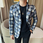 Estilo britânico de luxo xadrez terno jaqueta 2025 outono novos homens high-end negócios fino blazers noivo casamento festa social vestido casacos