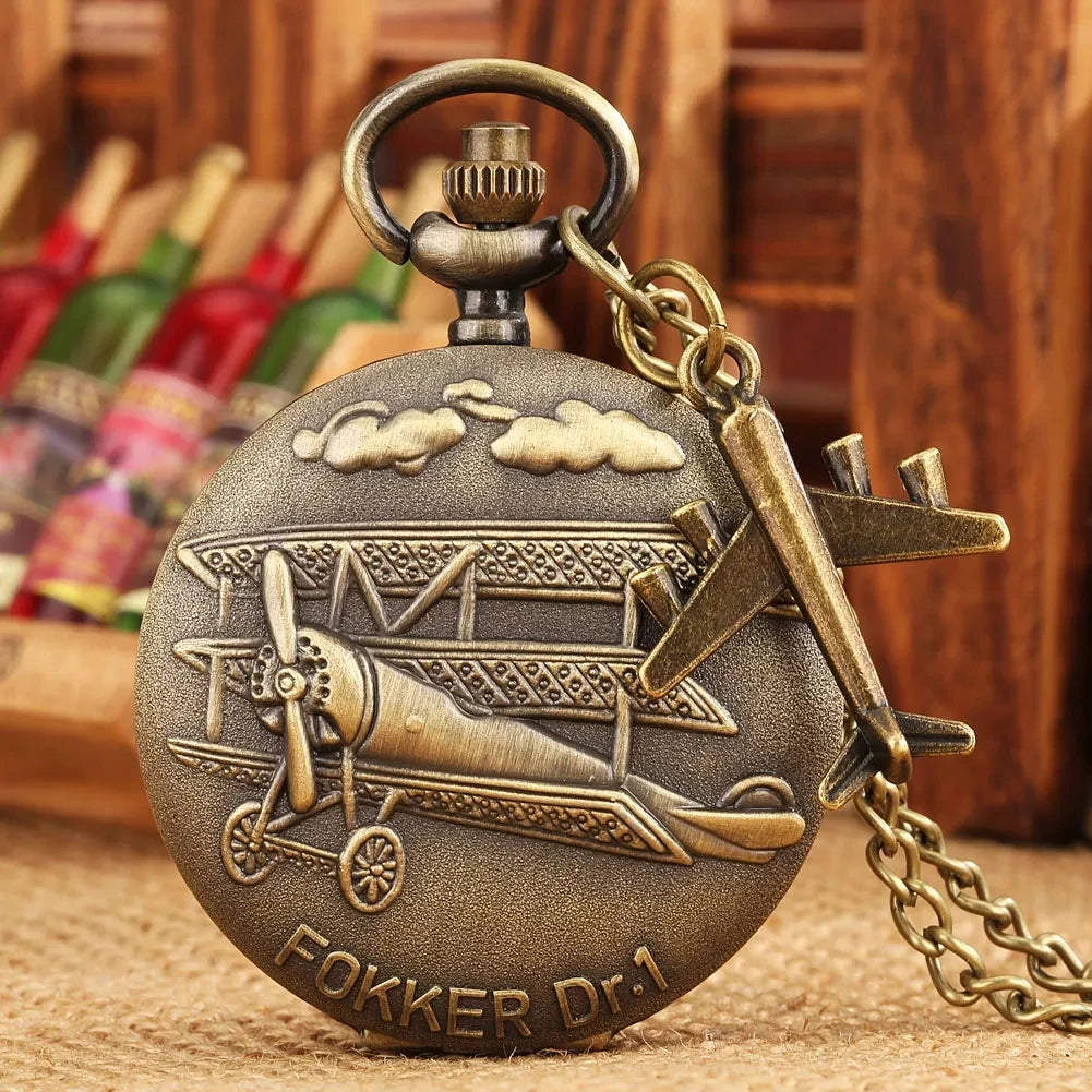 Retro B-29 aeronaves relógio de bolso de quartzo steampunk retro exército militar colar corrente relógio pingente presentes antigos para soldados