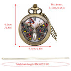Relógio de bolso de quartzo libélula cristal diamante incrustado para mulheres, colar charmoso, pingente corrente, vestido elegante, relógio fob match
