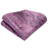 Gravata masculina de luxo 8.5cm rosa paisley seda negócios gravata bolso quadrado abotoadura broche presente de casamento para homem hi-tie designer