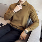 Camisa Polo masculina de Mangas Compridas Metade Zip, T-Shirt Pescoço V, Elástico Espessado, Casual Business Tee, Streetwear, 4XL-M, Primavera, Outono