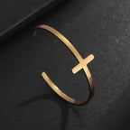 Pulseira de punho simples brilhante de dupla camada de aço inoxidável adequada para homens e mulheres pulseira de punho de duas cores joias de casal