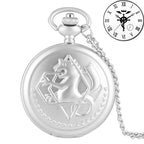 Vintage preto fullmetal alchemist relógio de bolso quartzo steampunk popular edward elric colar corrente fãs cosplay anime relógios