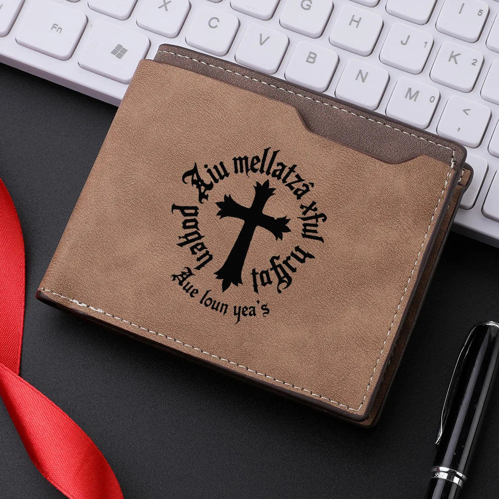 Carteira curta retrô elegante para homens com design de couro PU personalizado porta-dinheiro compacto