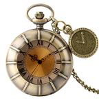 Vintage antigo cobre steampunk bronze oco engrenagem relógio de bolso de quartzo colar pingente corrente relógio masculino feminino com acessório