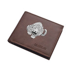 Carteira masculina com estilo europeu e vários compartimentos para cartões com zíper, uma carteira retrô dobrável dupla