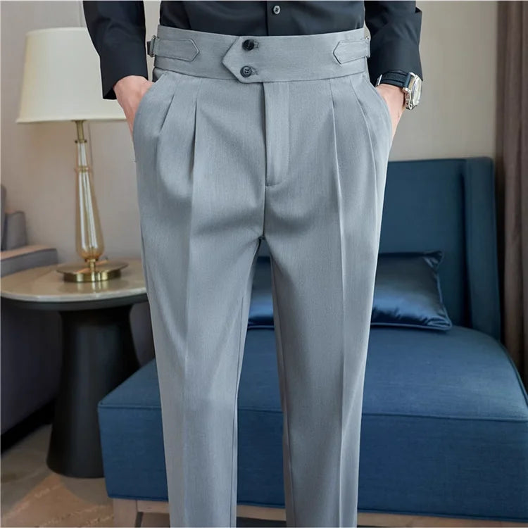 Calça Social Masculina Slim Fit Cintura Alta