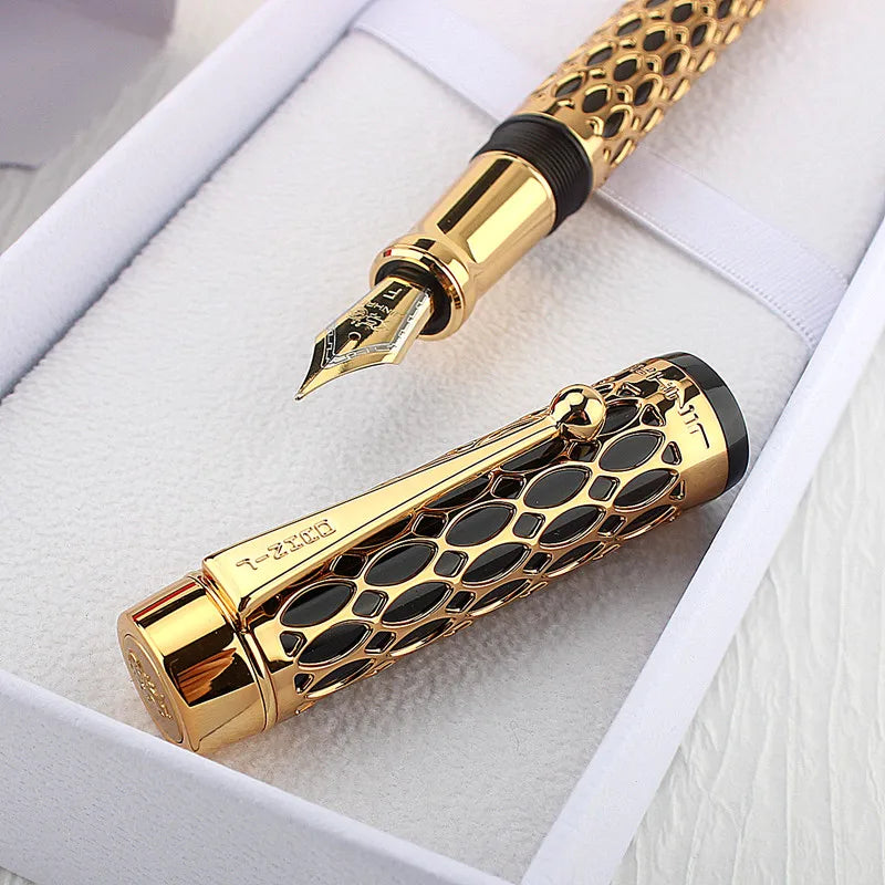 Jinhao Oco Out Caneta-tinteiro, Clipe Dourado, 18KGP Banhado a Ouro, M Nib, 0.7mm Tinta Resina, Escritório Empresarial Presente, Luxo, Novo, 100