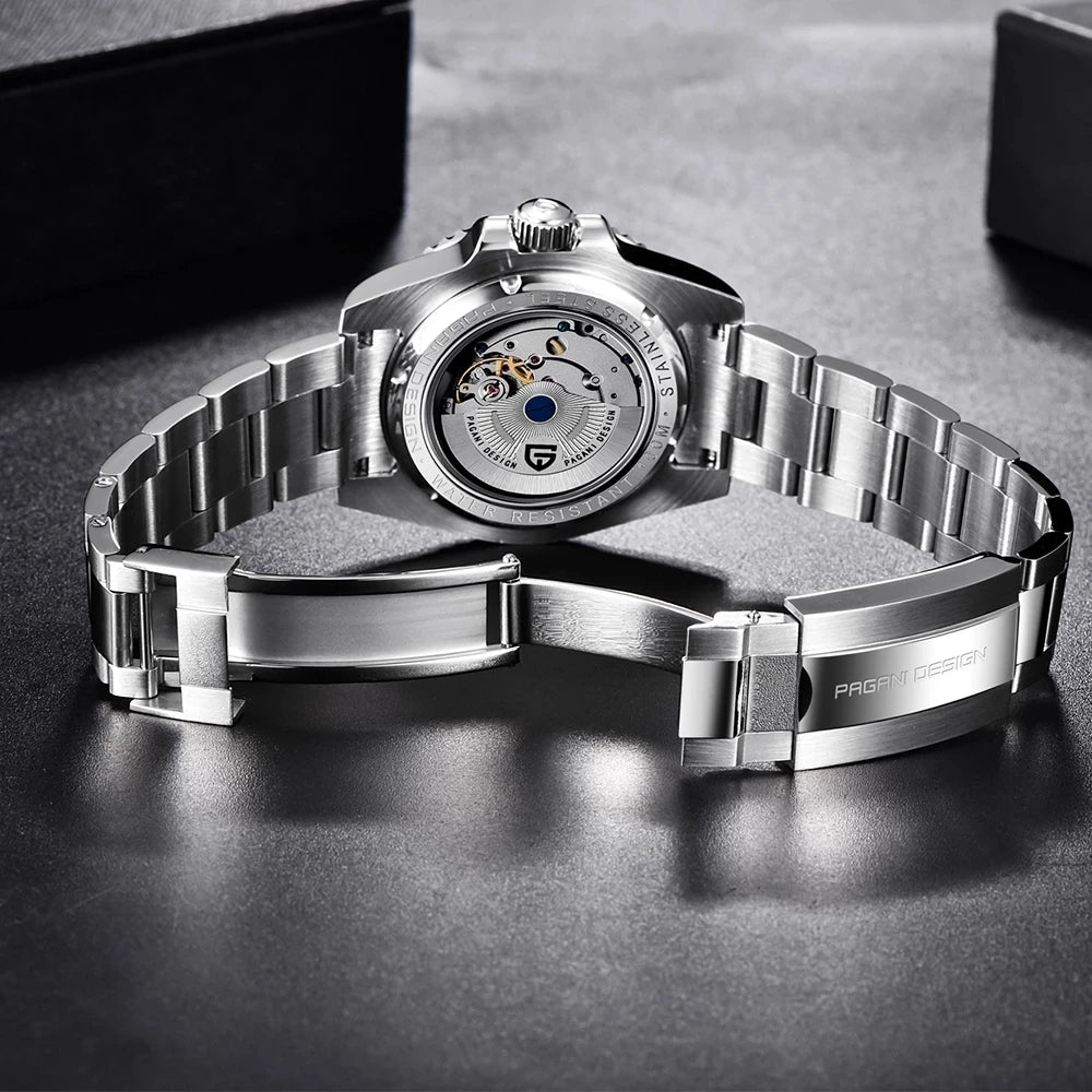 Pagani design 40mm luxo masculino relógio de pulso mecânico aço inoxidável gmt marca superior vidro safira relógios masculinos reloj hombre
