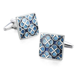 Abotoaduras de camisa francesa para homens, material cobre, trevo esmalte azul, marca de moda, acessórios de vestuário, atacado