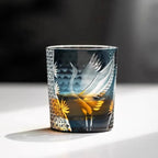 Japonês mão gravura pinheiro guindaste edo kiriko cristal copo de uísque trabalho da arte copo vinho brandy snifter saquê caneca copo de licor