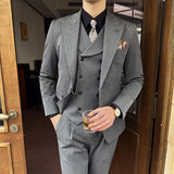 (Jaquetas + calças + colete) homens de alta qualidade fino ajuste festa smoking 3 peças moda duplo breasted colete design casamento terno social