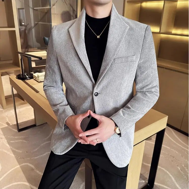 Novo estilo chinês gola moda casual terno jaqueta outono inverno novo fino ajuste negócios formal festa de formatura social smoking