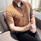 Verão de alta elasticidade com decote em v camisa polo masculina de alta qualidade seda gelo sem costura casual manga curta camiseta roupas masculinas 4xl-m