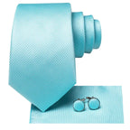Gravata de negócios de seda azul claro sólido 2023 novo hi-tie designer gravata masculina luxo 8.5cm lenço abotoadura broche gravata de casamento para homem