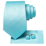 Gravata de negócios de seda azul claro sólido 2023 novo hi-tie designer gravata masculina luxo 8.5cm lenço abotoadura broche gravata de casamento para homem