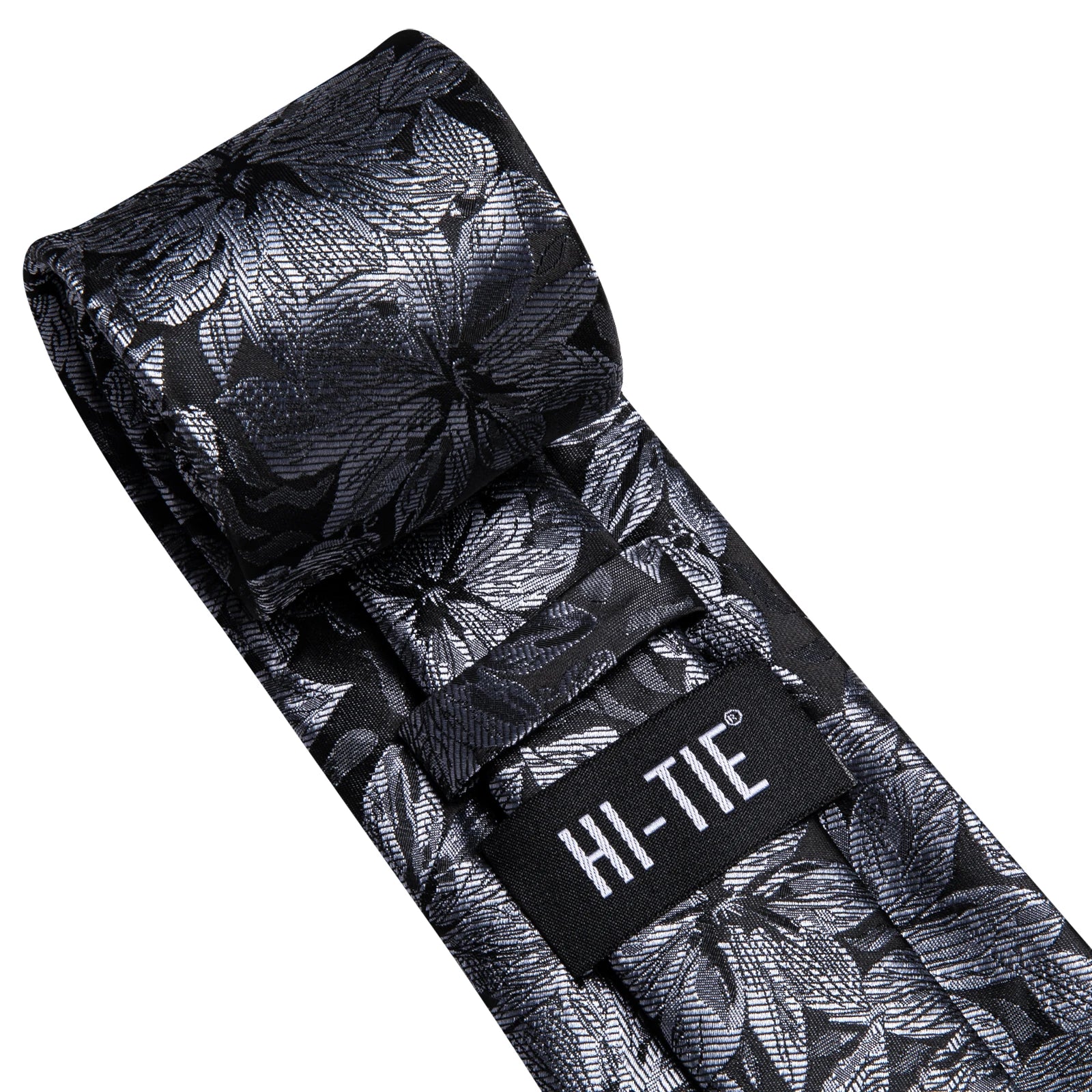 Hi-tie moda 8.5cm preto cinza floral masculino elegante gravata lenço abotoaduras conjunto acessórios de festa de casamento presente para homem gravat