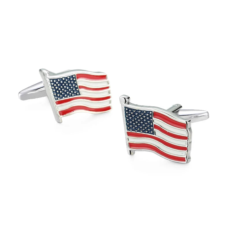 Abotoaduras de cobre de camisa francesa para homens, material esmaltado, bandeira americana, acessórios de vestuário, moda, atacado