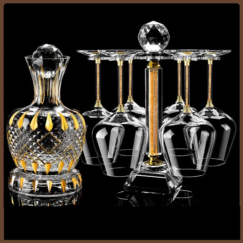 Decantador rotativo de cristal de ouro, copo de vinho luxuoso leve high-end, Gyro Decanter, 1500ml