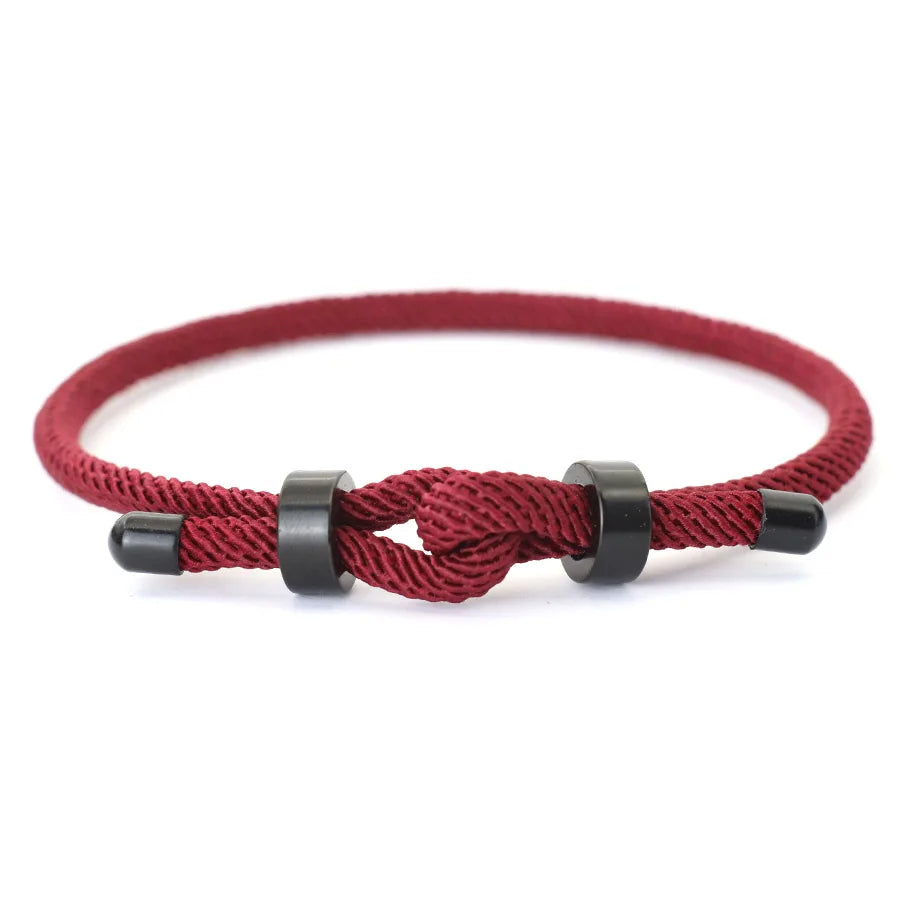 Pulseira ajustável corda vermelha para homens, fecho de aço inoxidável, braclet de ciclismo ao ar livre, grau A, corda de 4mm, presente para ele